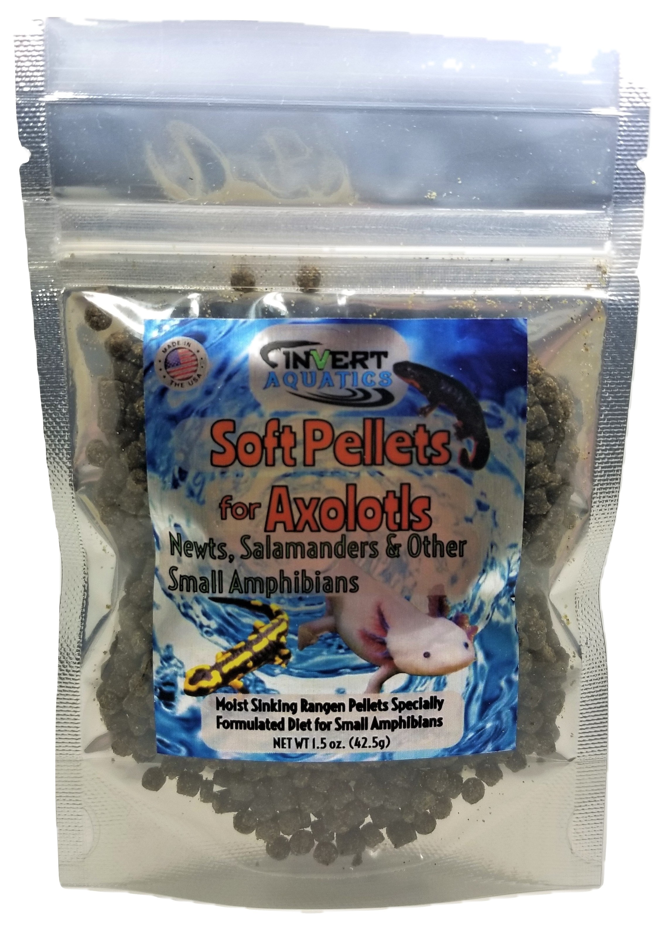 Invert Aquatics Soft Pellets for Axolotls & Other Small Amphibians -  Axolotl Food (3 oz 85g)